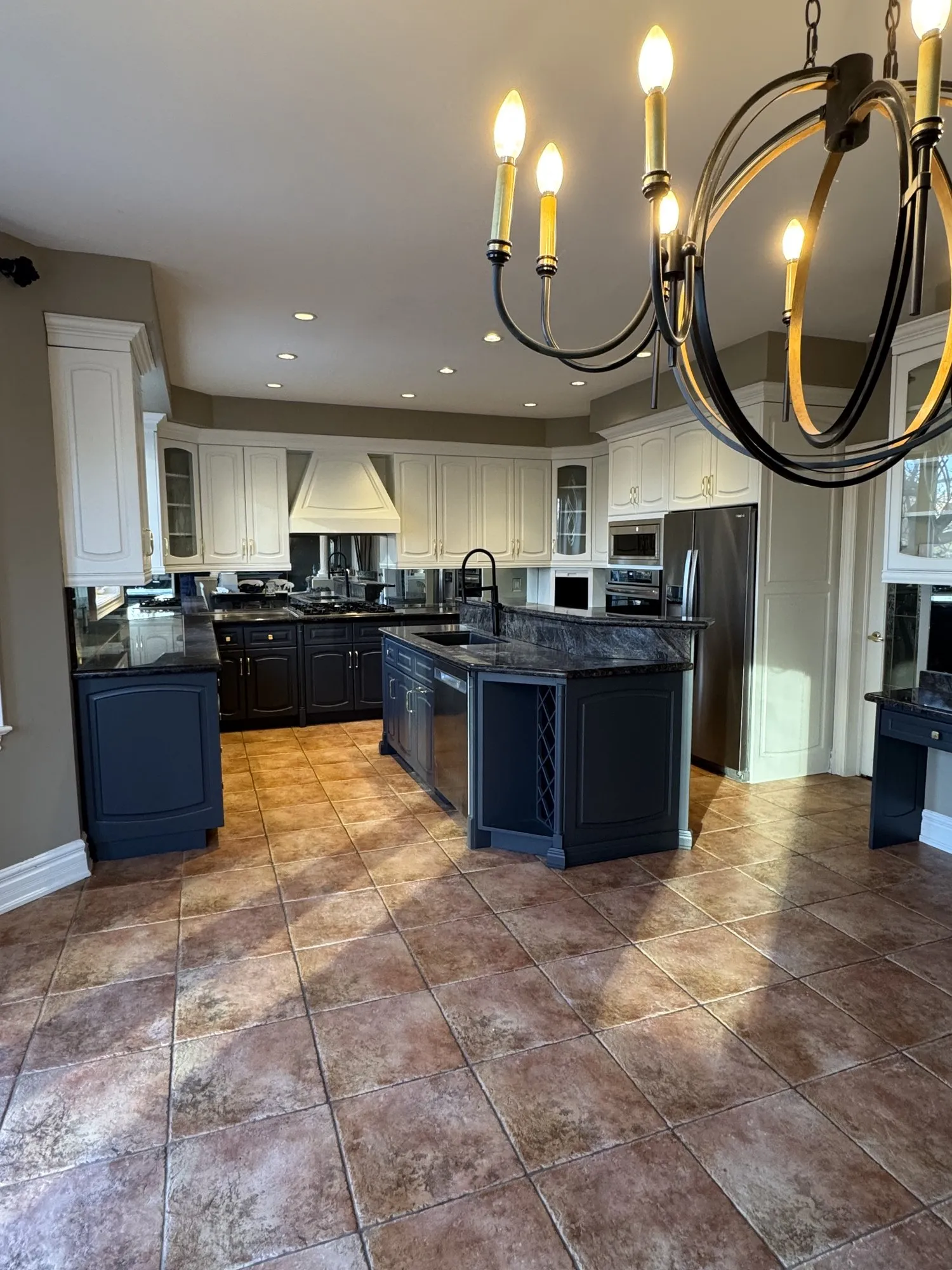After — dark cherry to white above and navy below, new hood base in Fairview, Mississauga