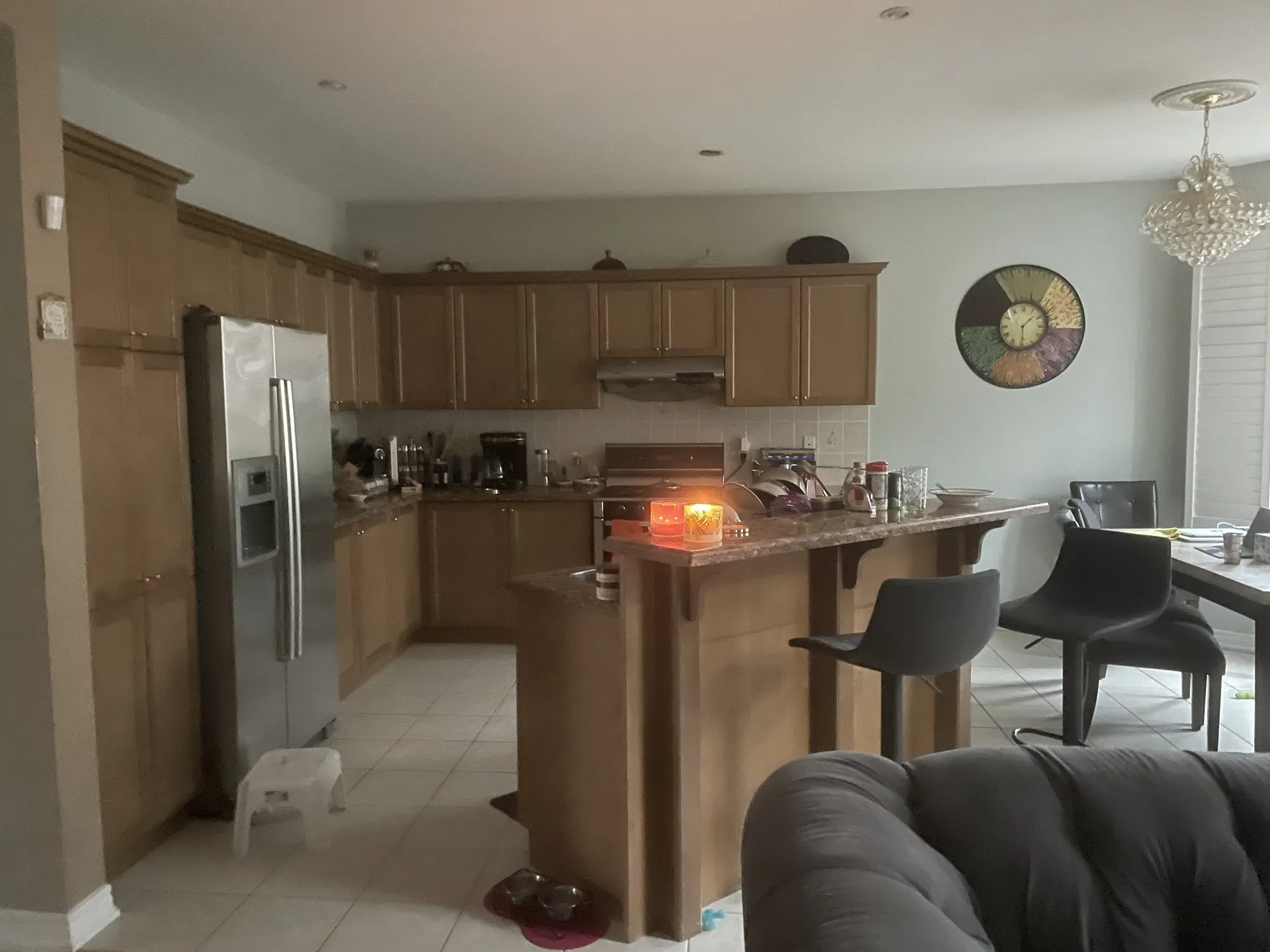 Before — custom two tone kitchen built and fitted, white with a navy island in Vellore Village, Vaughan