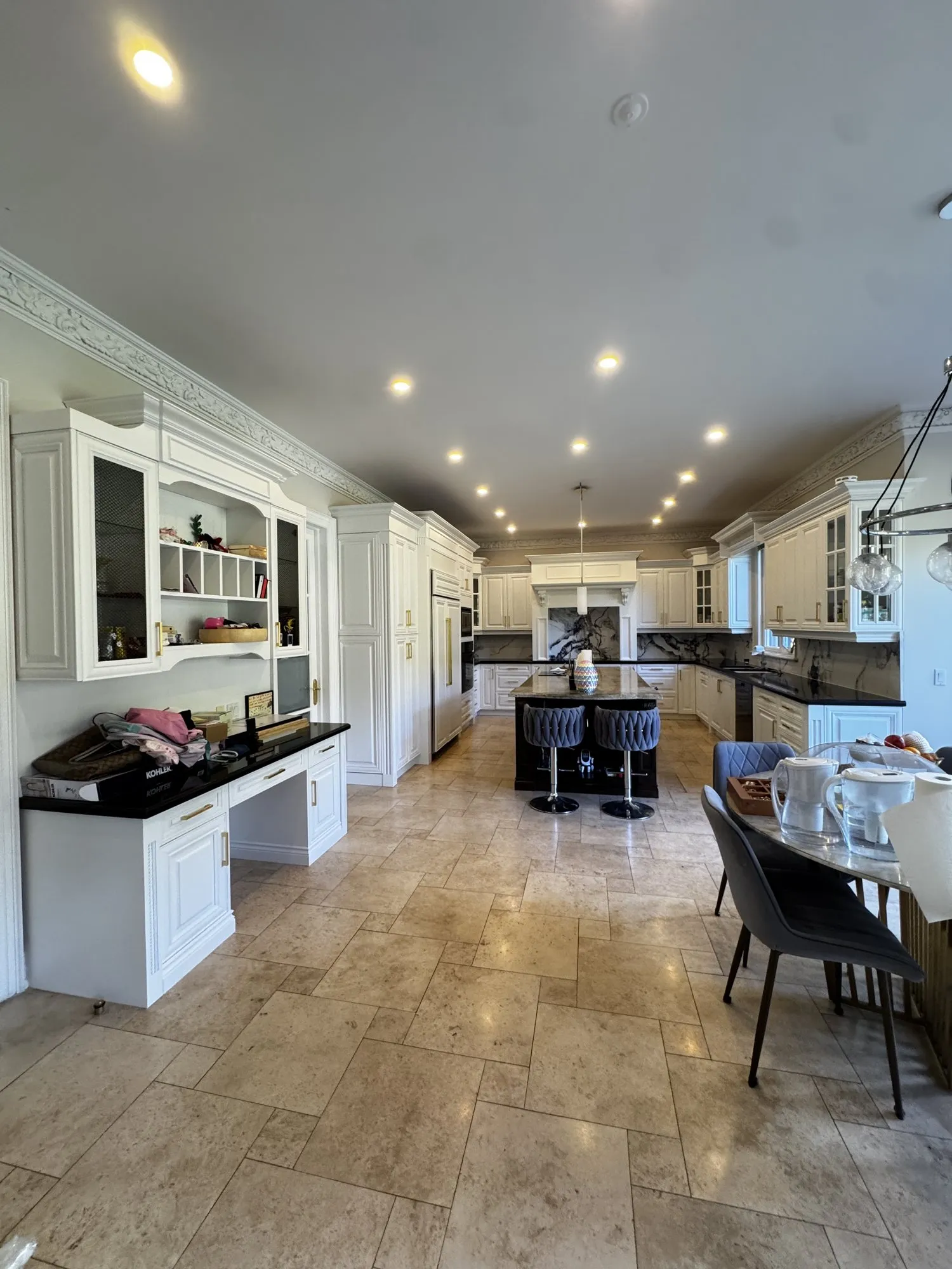 October: the same view, cabinets sprayed Oxford White