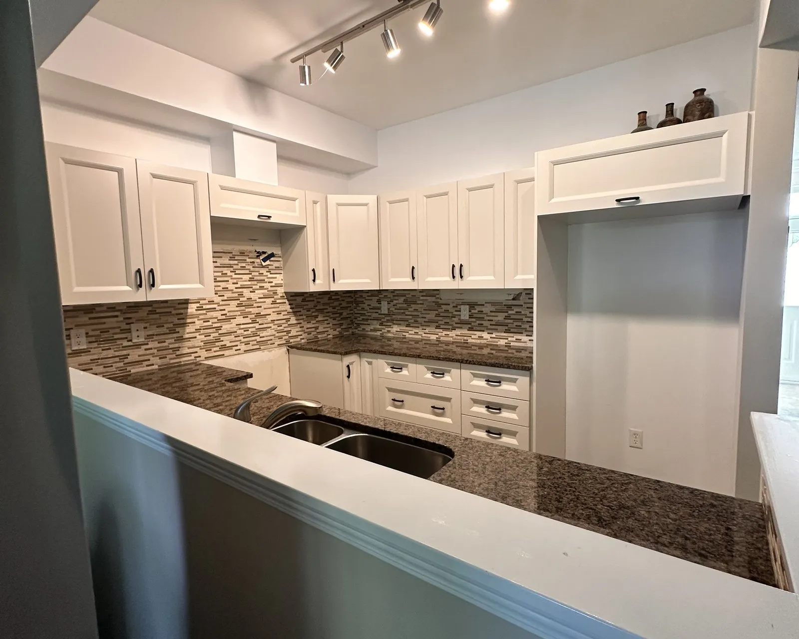 After — maple refaced in white MDF, two new boxes built — Gorham-College Manor, Newmarket