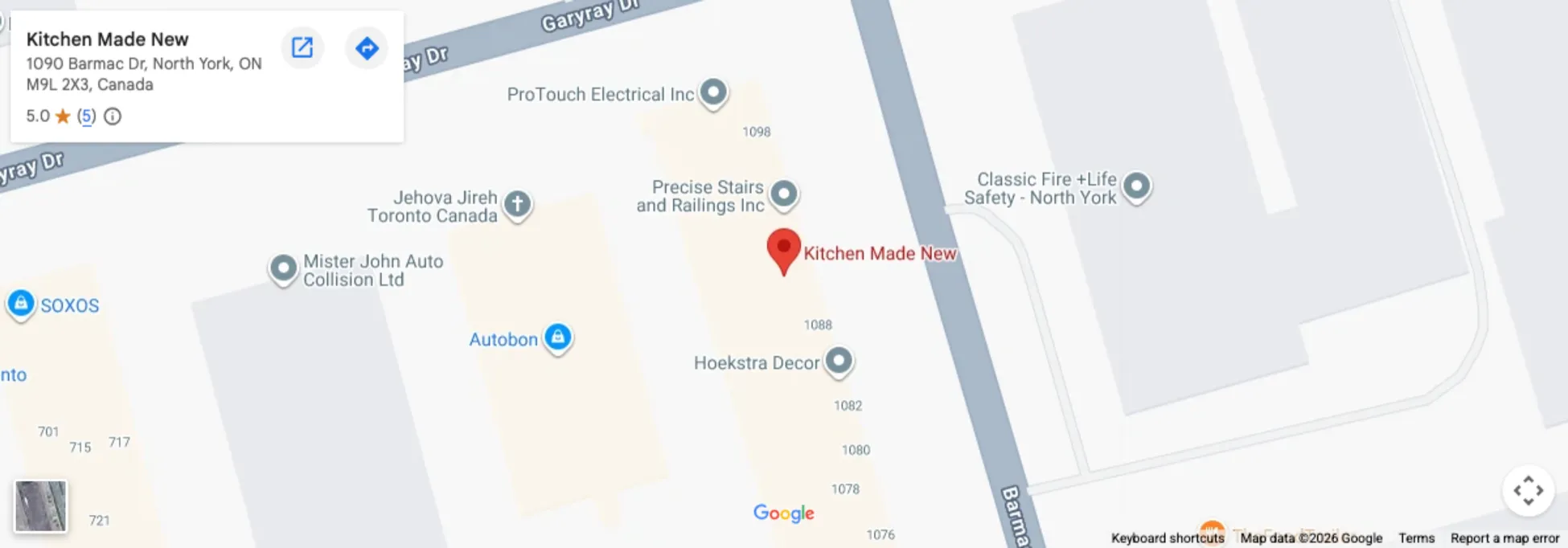 Map showing Kitchen Made New's location
