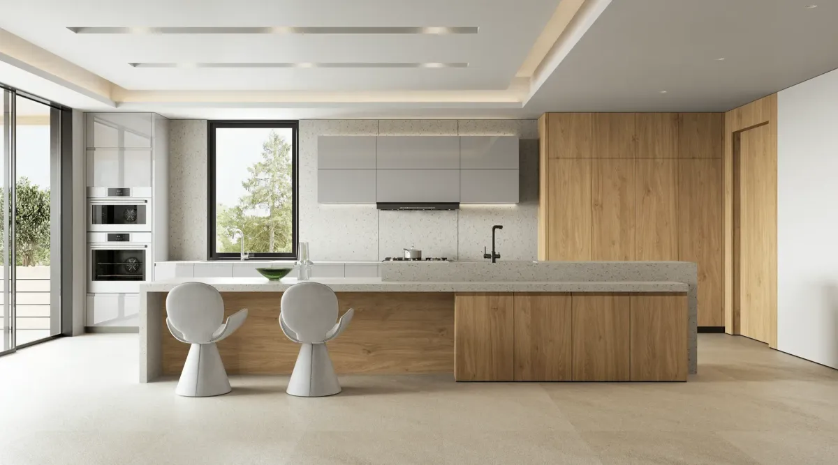 Glossy Pebble Grey kitchen