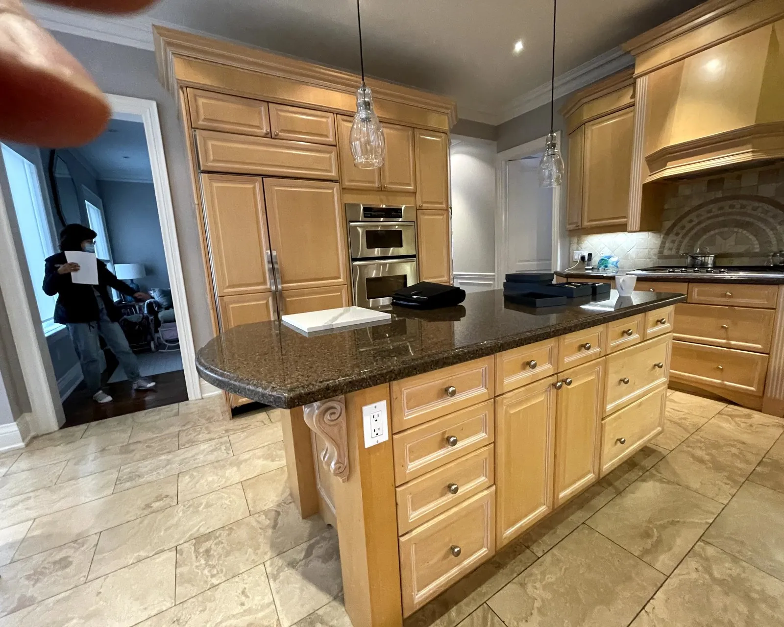 Before — honey maple sprayed cream — Eastlake, Oakville