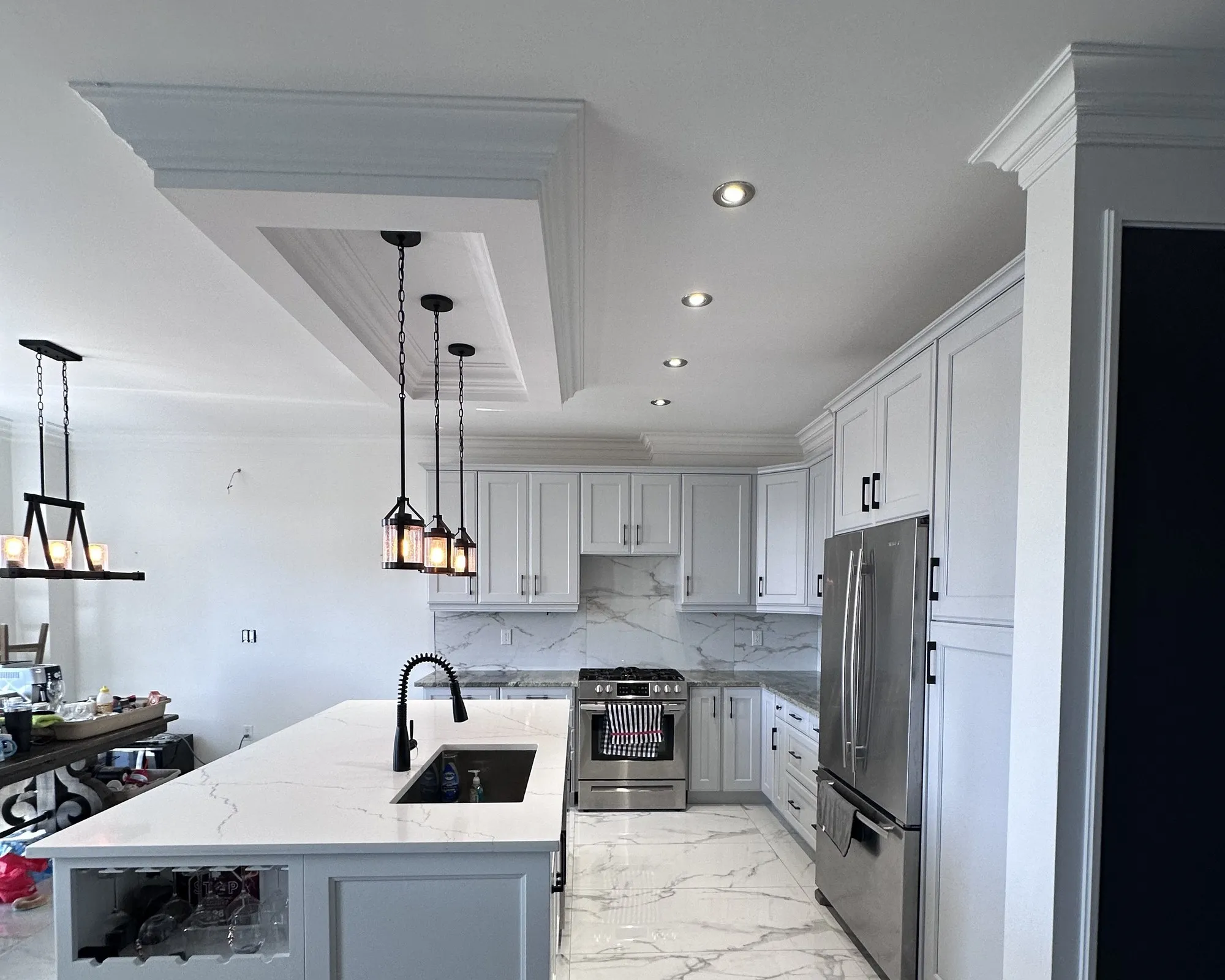 After — espresso to white, repainted — Glen Abbey, Oakville