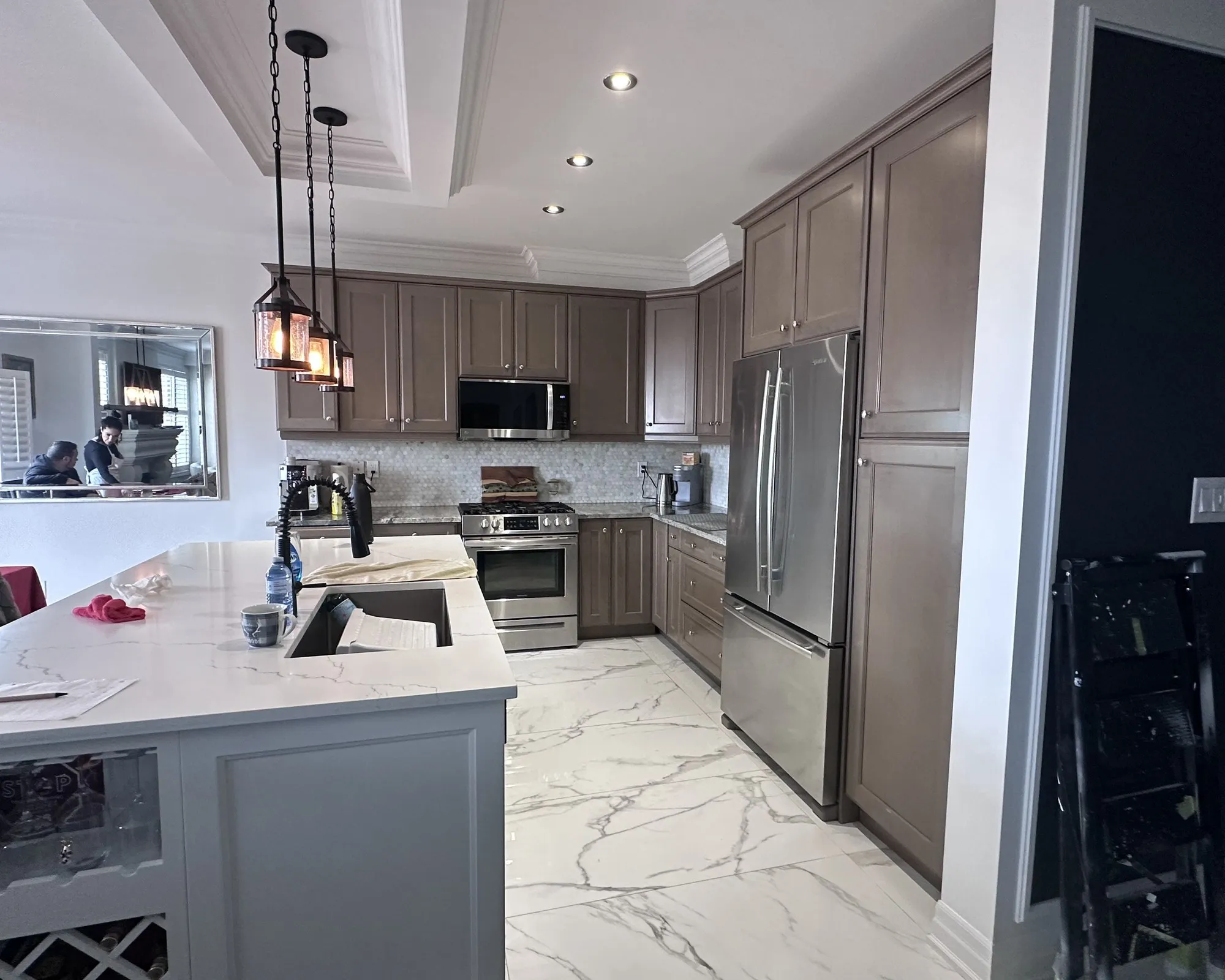 Before — espresso to white, repainted — Glen Abbey, Oakville