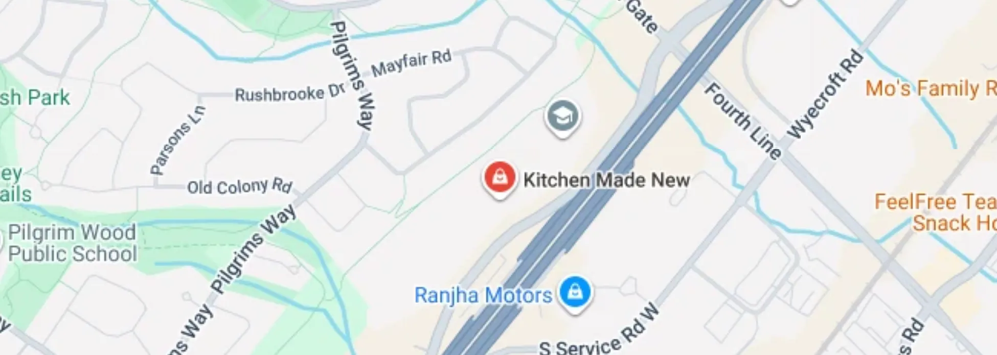 Map showing Kitchen Made New's location