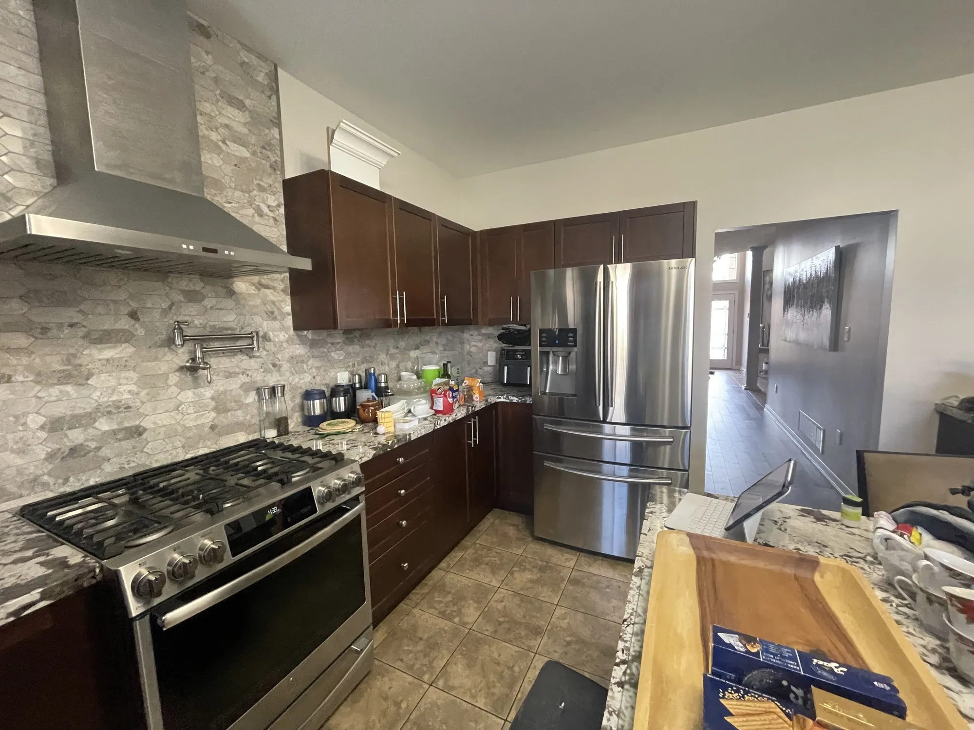 Before — the dark and the white swapped places, crown moulding and four new doors in Jerome, Hamilton